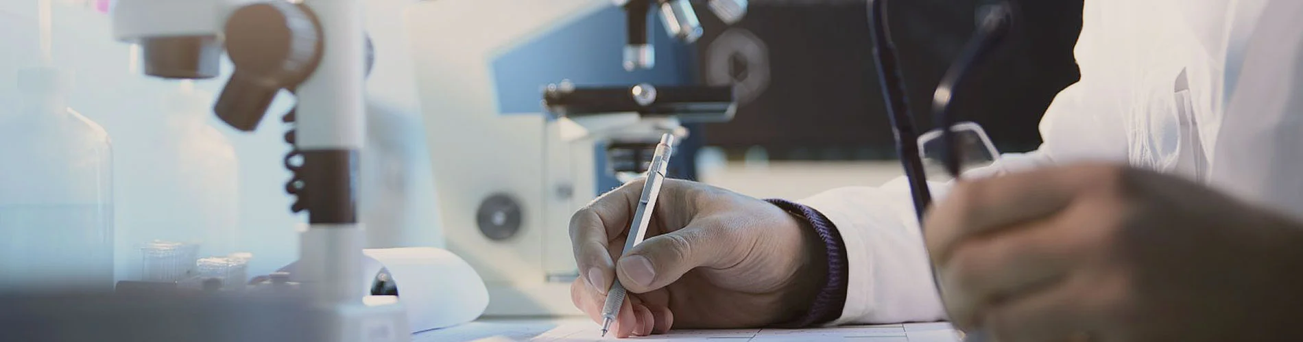 A lab professional working on a branded lab report in the Moldlab office—representing professionalism, partnership, and trusted mold and asbestos lab services for inspectors.