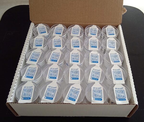Box of Air-O-Cell spore trap cassettes from Moldlab